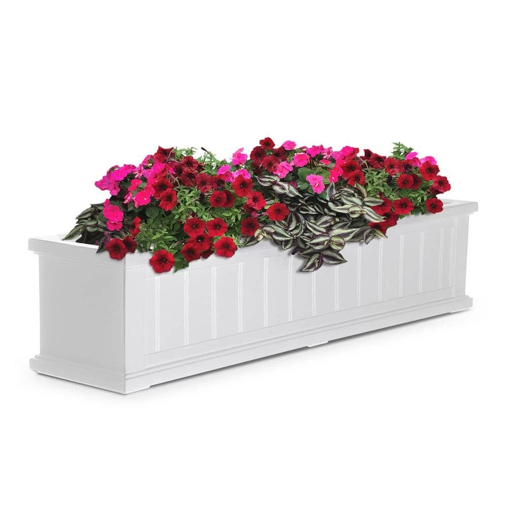 Mayne Cape Cod 48 in. x 11 in. Self-Watering White Polyethylene Window Box