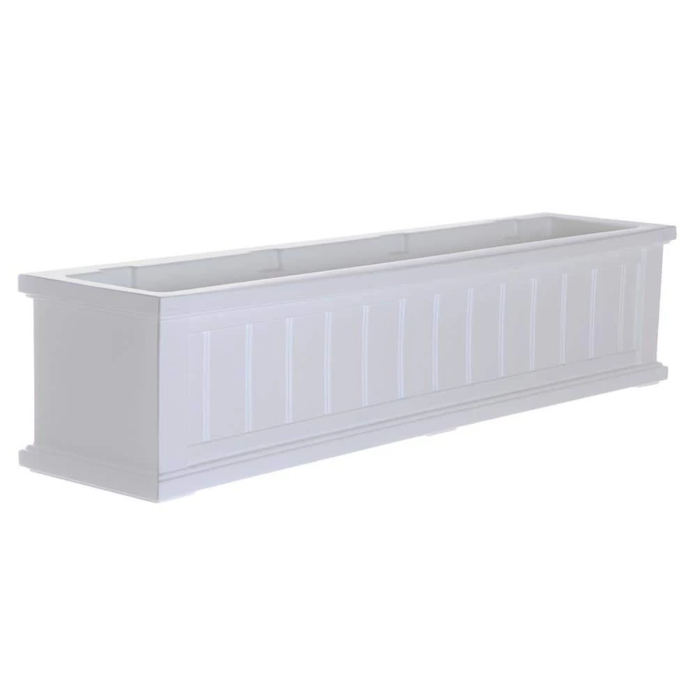 Mayne Cape Cod 48 in. x 11 in. Self-Watering White Polyethylene Window Box - Image 2