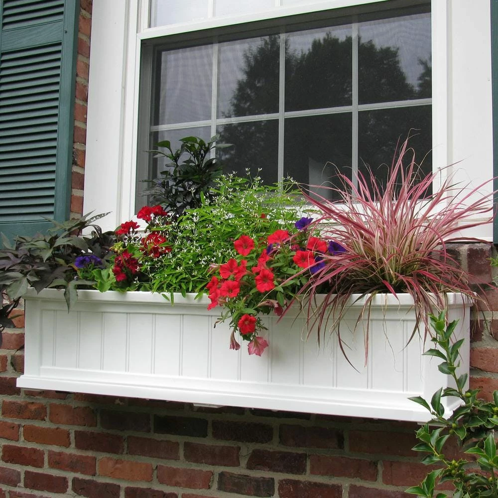 Mayne Cape Cod 48 in. x 11 in. Self-Watering White Polyethylene Window Box - Image 3