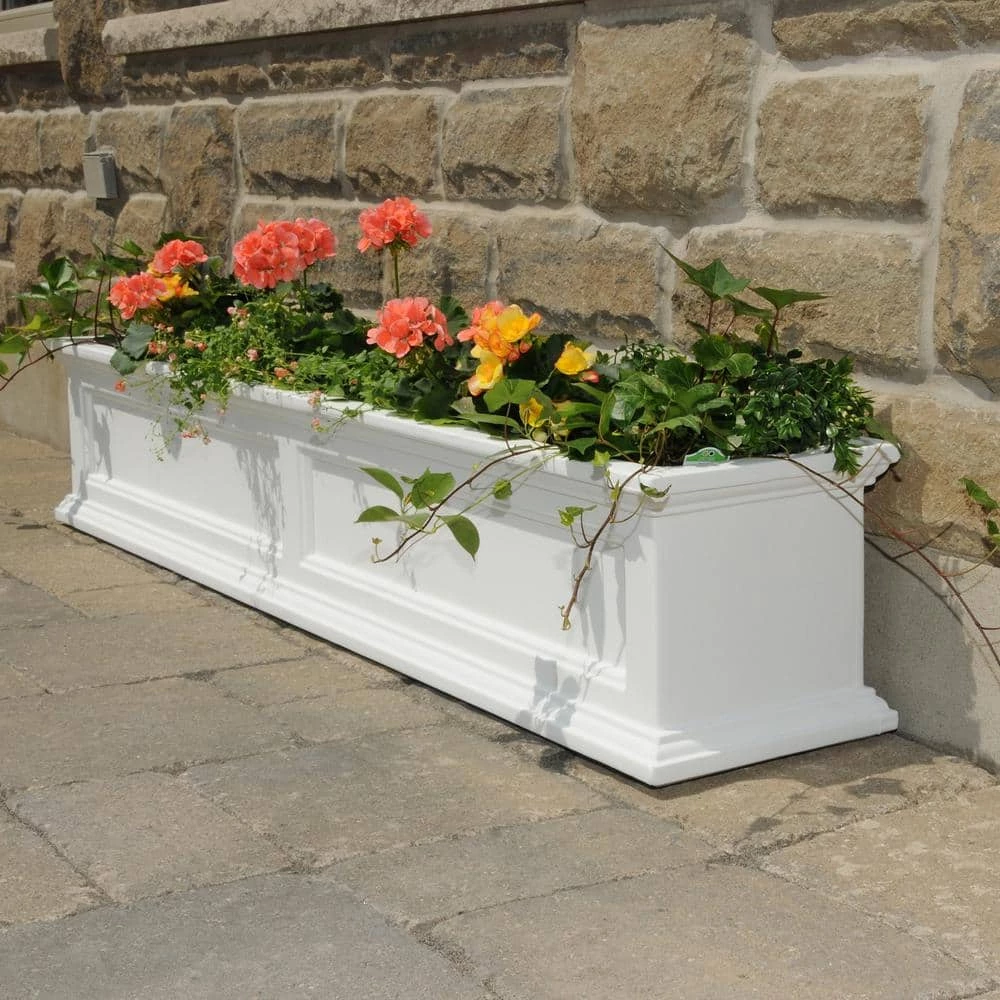 Mayne Fairfield 60 in. x 11 in. Self-Watering White Polyethylene Window Box - Image 4