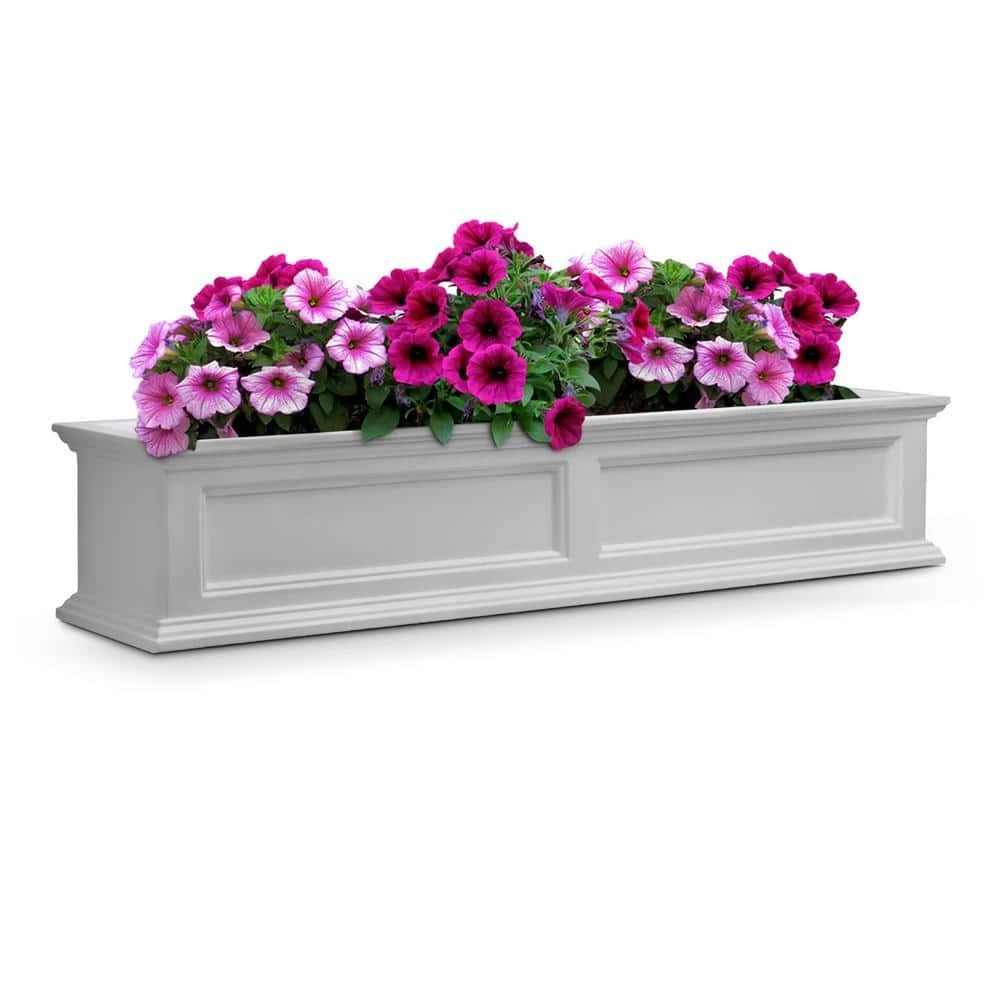 Mayne Fairfield 60 in. x 11 in. Self-Watering White Polyethylene Window Box