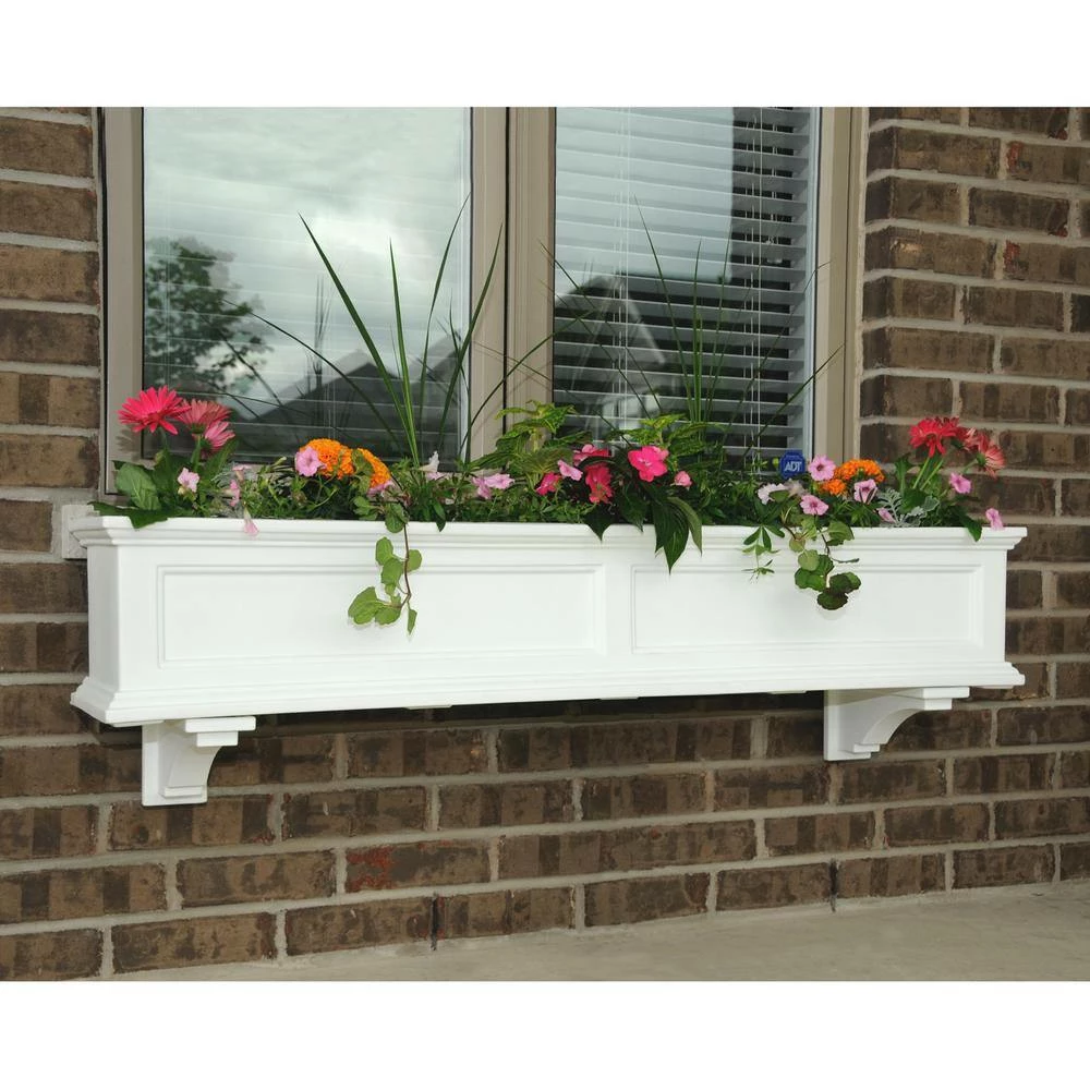 Mayne Fairfield 60 in. x 11 in. Self-Watering White Polyethylene Window Box - Image 3