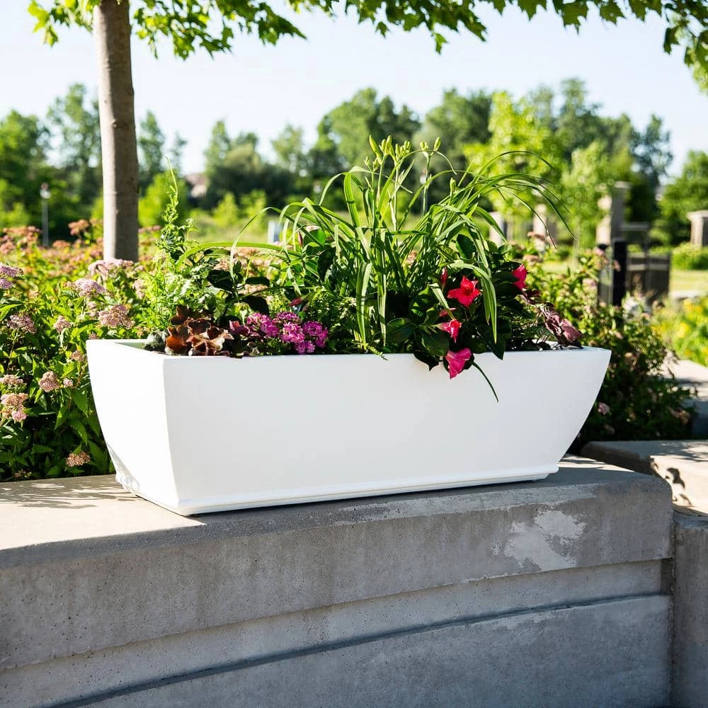 Mayne Acadia 36 in. x 11 in. Self-Watering White Polyethylene Window Box - Image 4