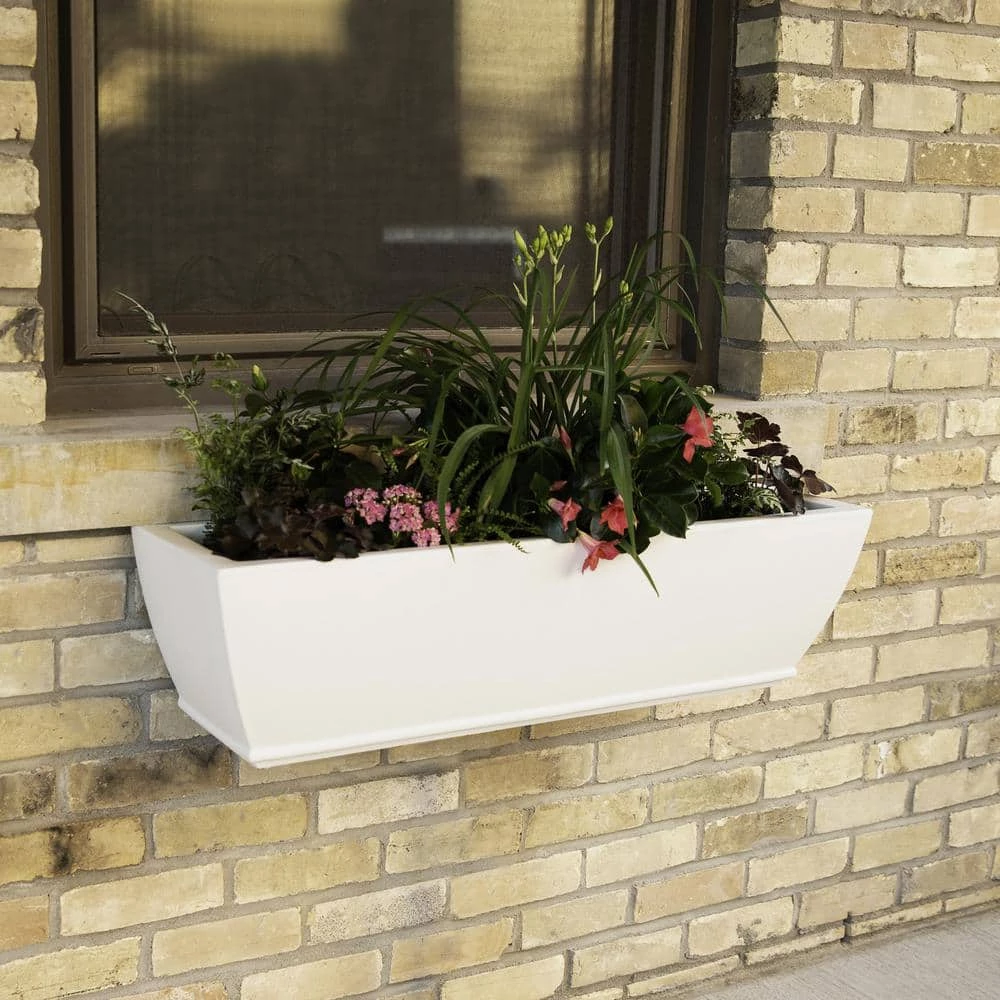 Mayne Acadia 36 in. x 11 in. Self-Watering White Polyethylene Window Box - Image 2