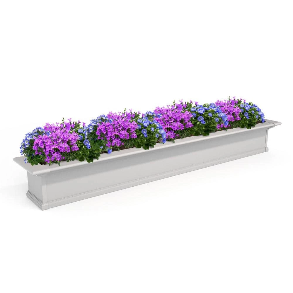Mayne Yorkshire 84 in. x 12 in. Self Watering White Vinyl Window Box