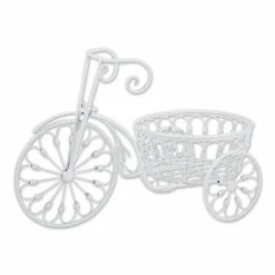 Zingz & Thingz 20.75 in. x 10 in. x 14.12 in. White Iron Bicycle Planter
