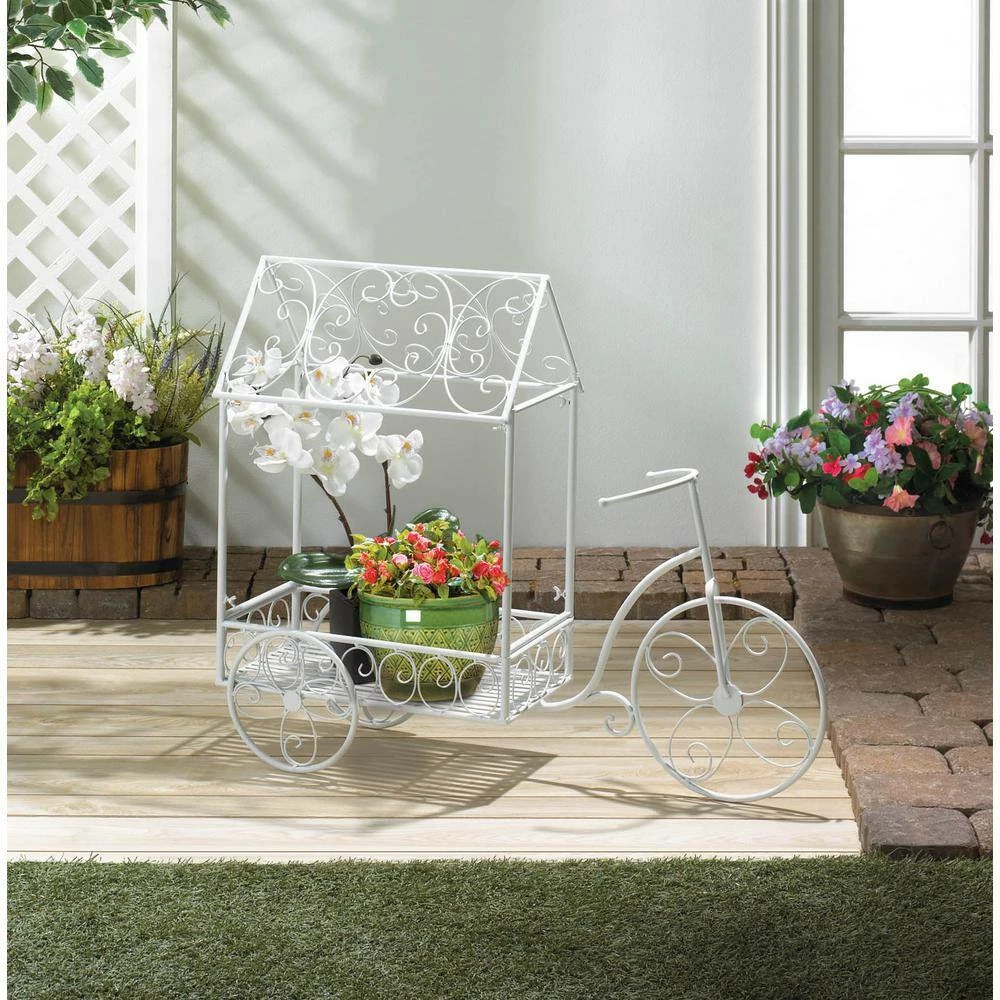 Zingz & Thingz 36 in. x 12.25 in. x 29.25 in. Vintage Iron Bicycle Plant House - Image 2
