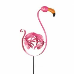 Zingz & Thingz 12 in. x 6.5 in. x 60 in. Flamingo Iron Garden Stake