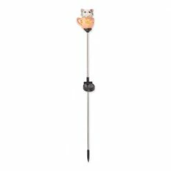 Zingz & Thingz 4 in. x 3.5 in. x 30.5 in. Kitten in Cup Solar Stake