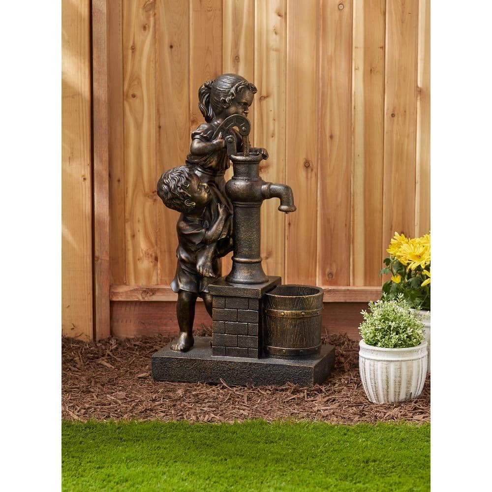 Zingz & Thingz 15.75 in. X 8.75 in. X 28.75 in. Teamwork Solar Fountain (Incl Pump) - Image 7