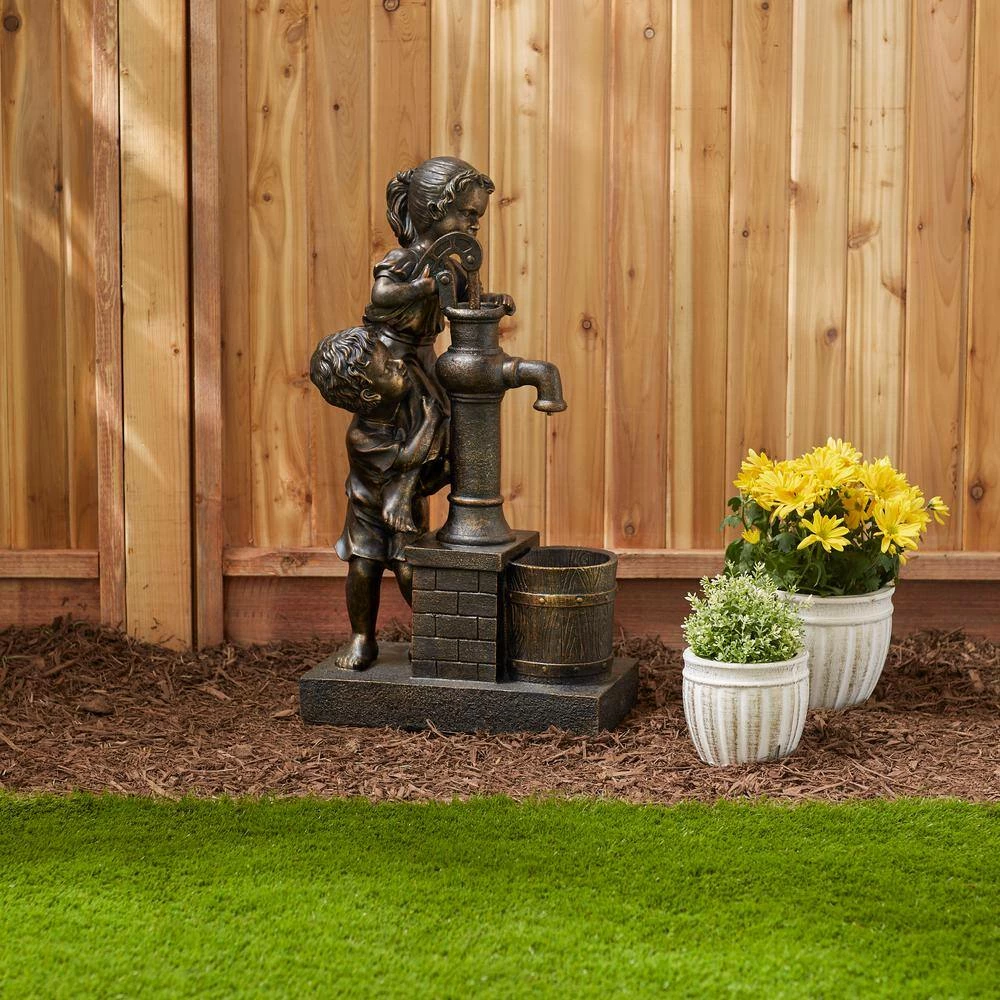 Zingz & Thingz 15.75 in. X 8.75 in. X 28.75 in. Teamwork Solar Fountain (Incl Pump) - Image 5