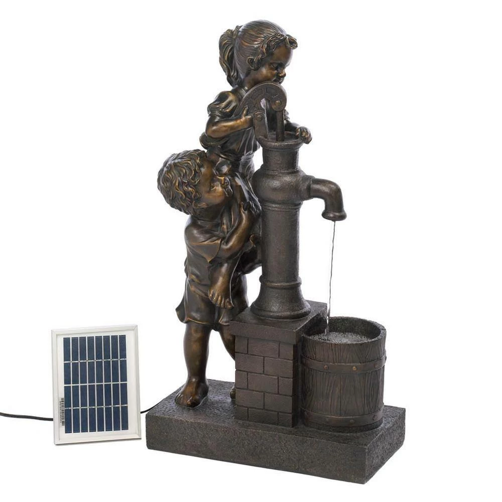Zingz & Thingz 15.75 in. X 8.75 in. X 28.75 in. Teamwork Solar Fountain (Incl Pump) - Image 3
