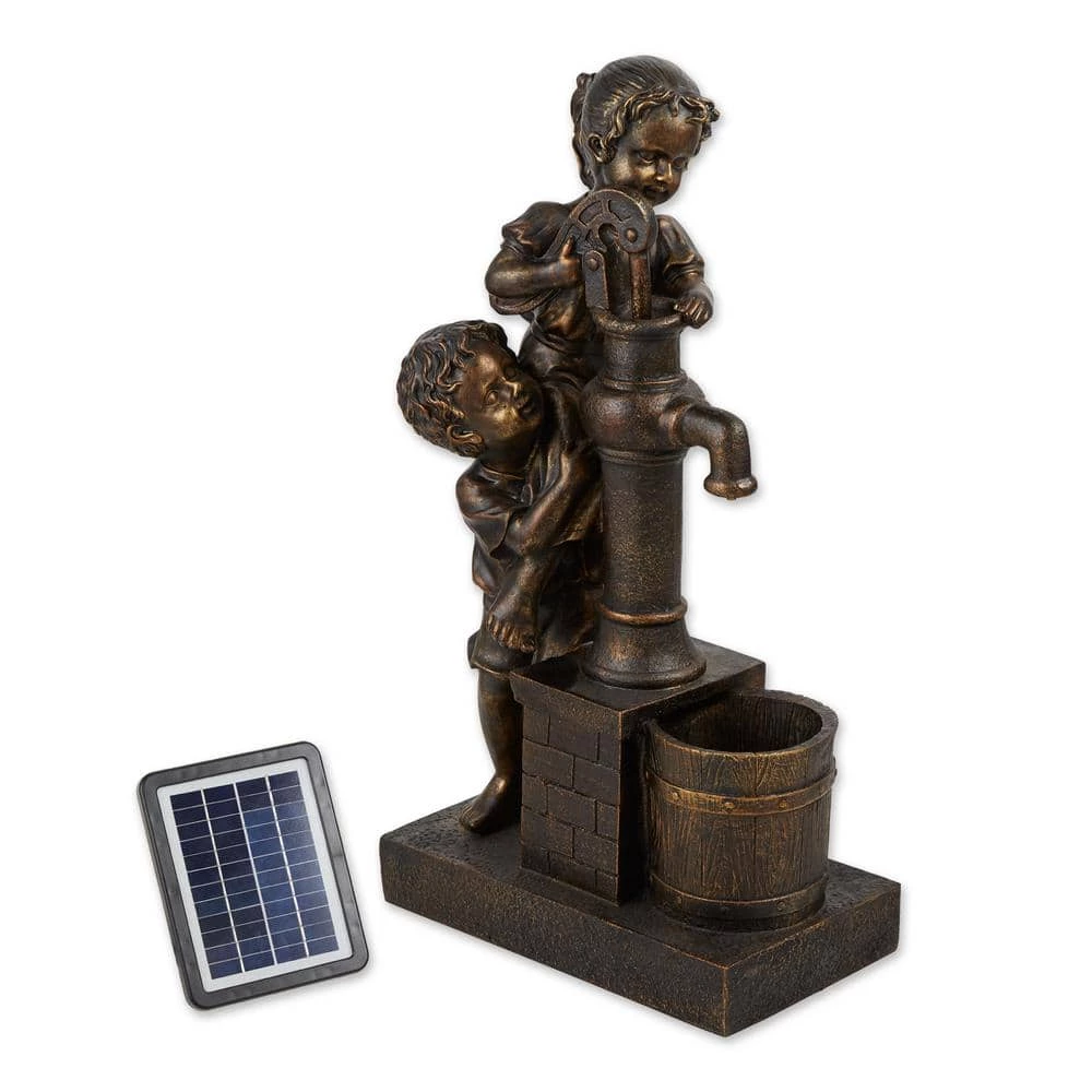 Zingz & Thingz 15.75 in. X 8.75 in. X 28.75 in. Teamwork Solar Fountain (Incl Pump)
