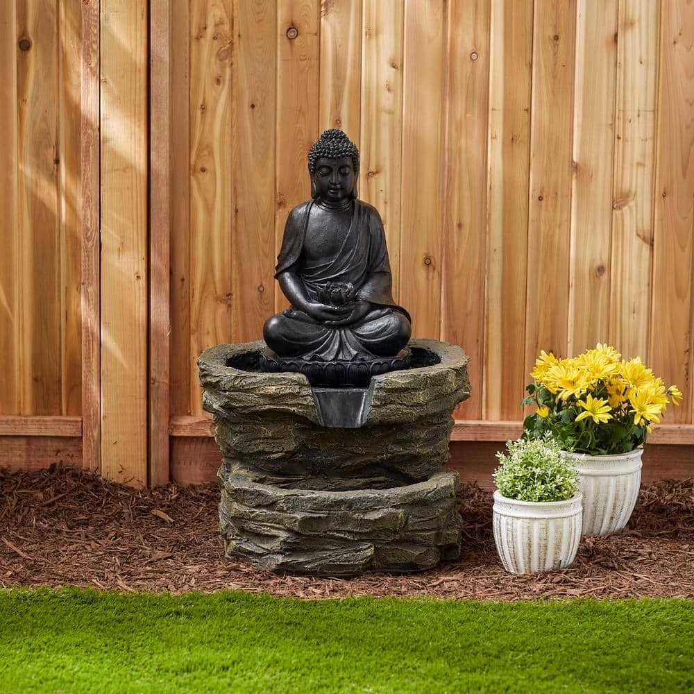 Zingz & Thingz 21.12 in. x 20.12 in. x 29.37 in. Zen Buddha Fountain (Incl pump) - Image 7