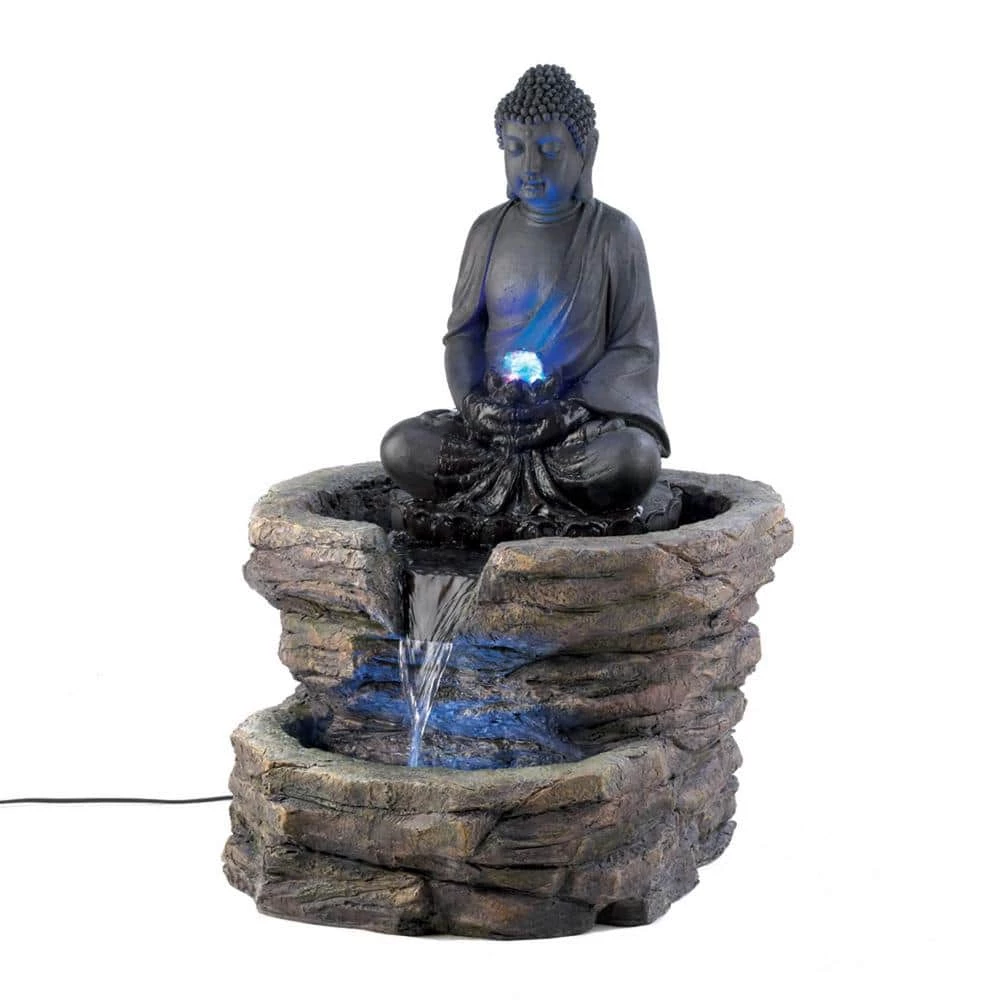 Zingz & Thingz 21.12 in. x 20.12 in. x 29.37 in. Zen Buddha Fountain (Incl pump) - Image 5