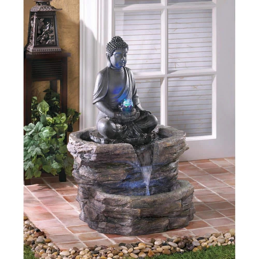 Zingz & Thingz 21.12 in. x 20.12 in. x 29.37 in. Zen Buddha Fountain (Incl pump) - Image 6