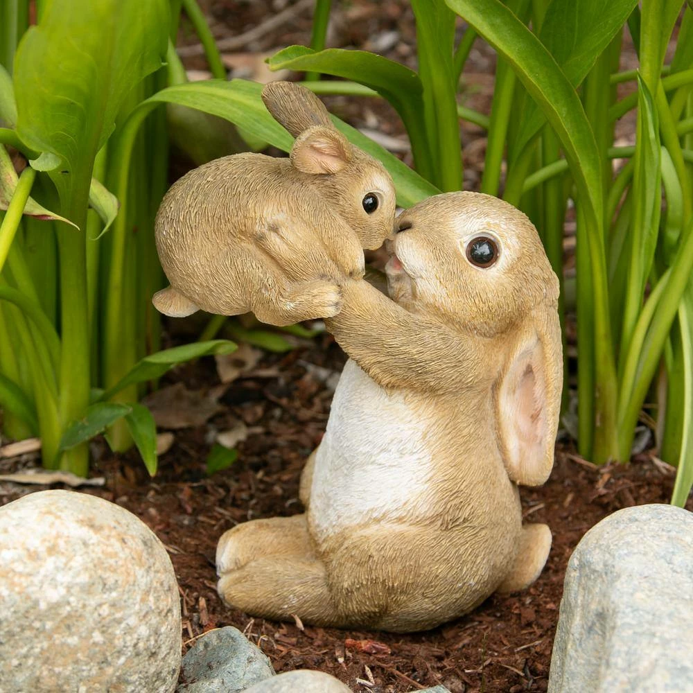Zingz & Thingz 6.5 in. x 4 in. x 8 in. Playful Mom and Baby Rabbit Figurine - Image 4