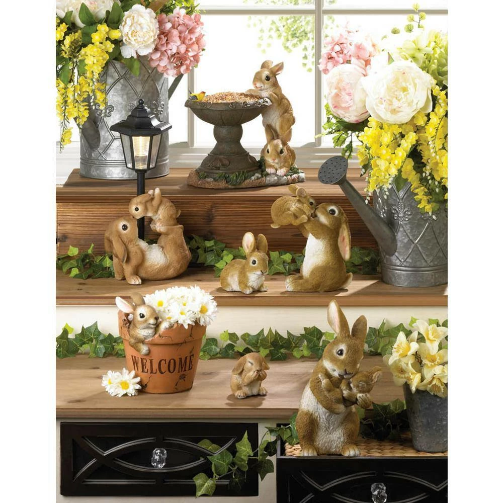 Zingz & Thingz 6.5 in. x 4 in. x 8 in. Playful Mom and Baby Rabbit Figurine - Image 2