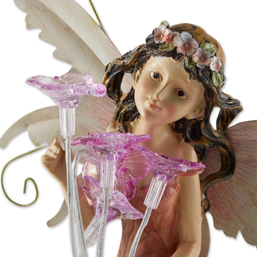 Zingz & Thingz 12 in. x 11 in. x 18 in. Peony Fairy Solar Statue - Image 6