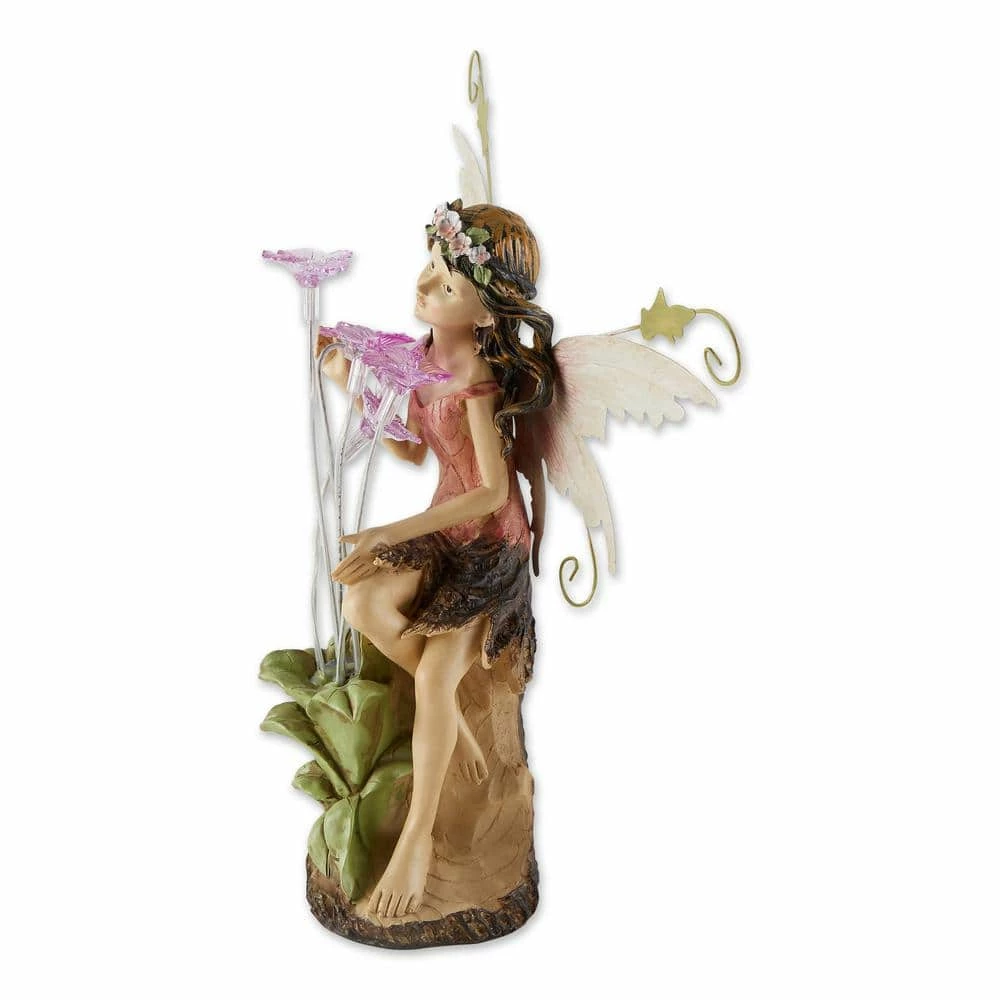 Zingz & Thingz 12 in. x 11 in. x 18 in. Peony Fairy Solar Statue - Image 4