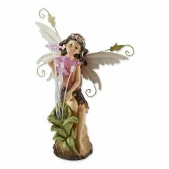 Zingz & Thingz 12 in. x 11 in. x 18 in. Peony Fairy Solar Statue