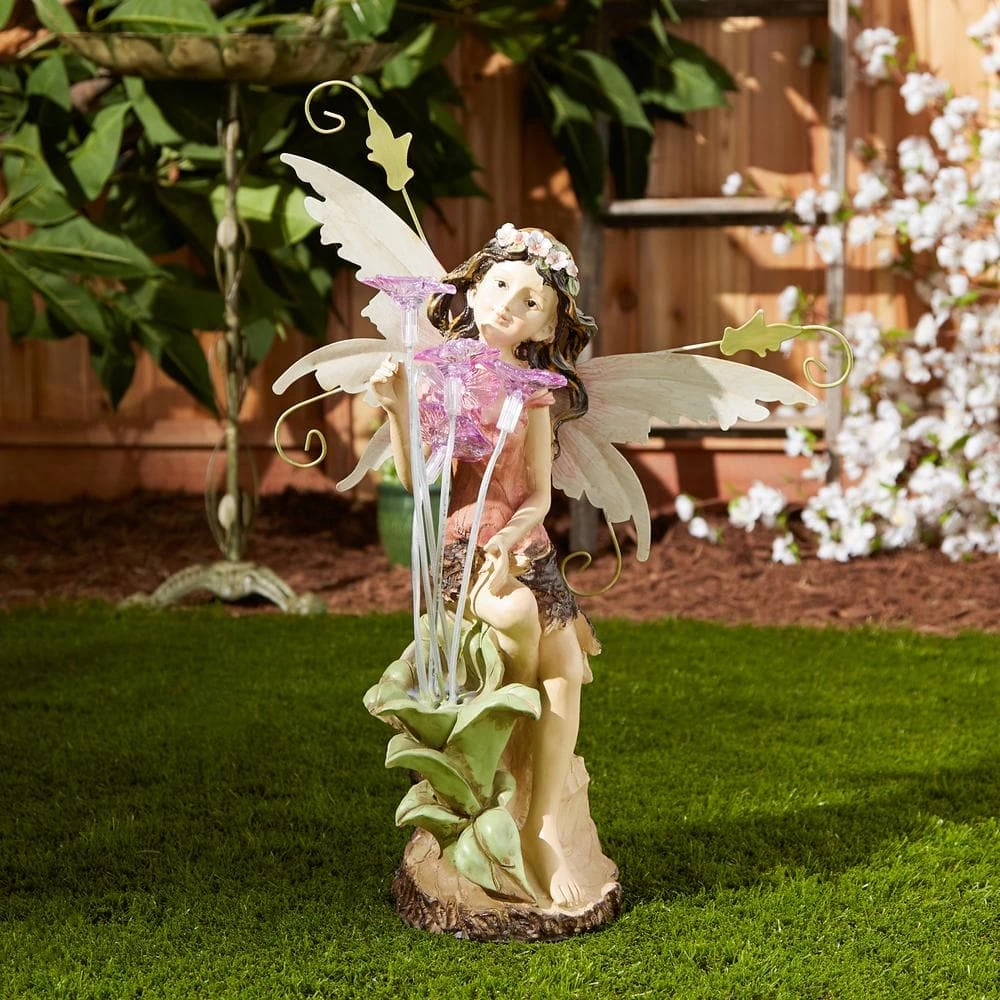 Zingz & Thingz 12 in. x 11 in. x 18 in. Peony Fairy Solar Statue - Image 8