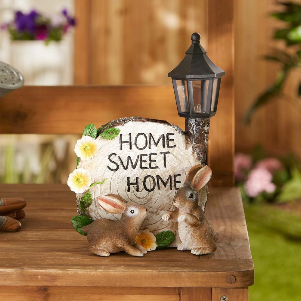 Zingz & Thingz 7 in. x 4.25 in. x 9.75 in. Solar Home Sweet Home Bunnies - Image 6