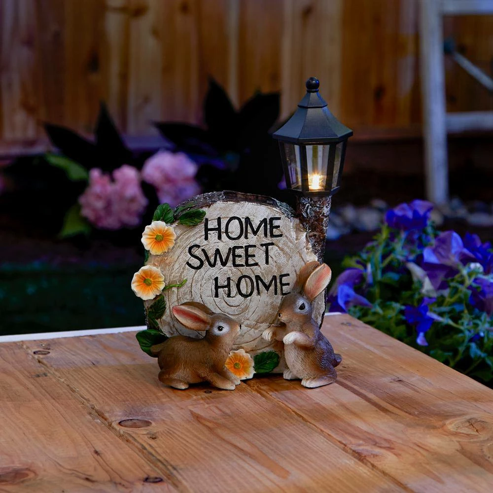 Zingz & Thingz 7 in. x 4.25 in. x 9.75 in. Solar Home Sweet Home Bunnies - Image 5