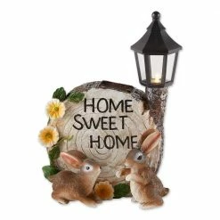 Zingz & Thingz 7 in. x 4.25 in. x 9.75 in. Solar Home Sweet Home Bunnies