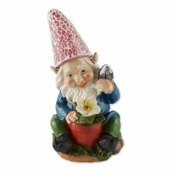 Zingz & Thingz Polyresin Gardening Gnome Solar Statue