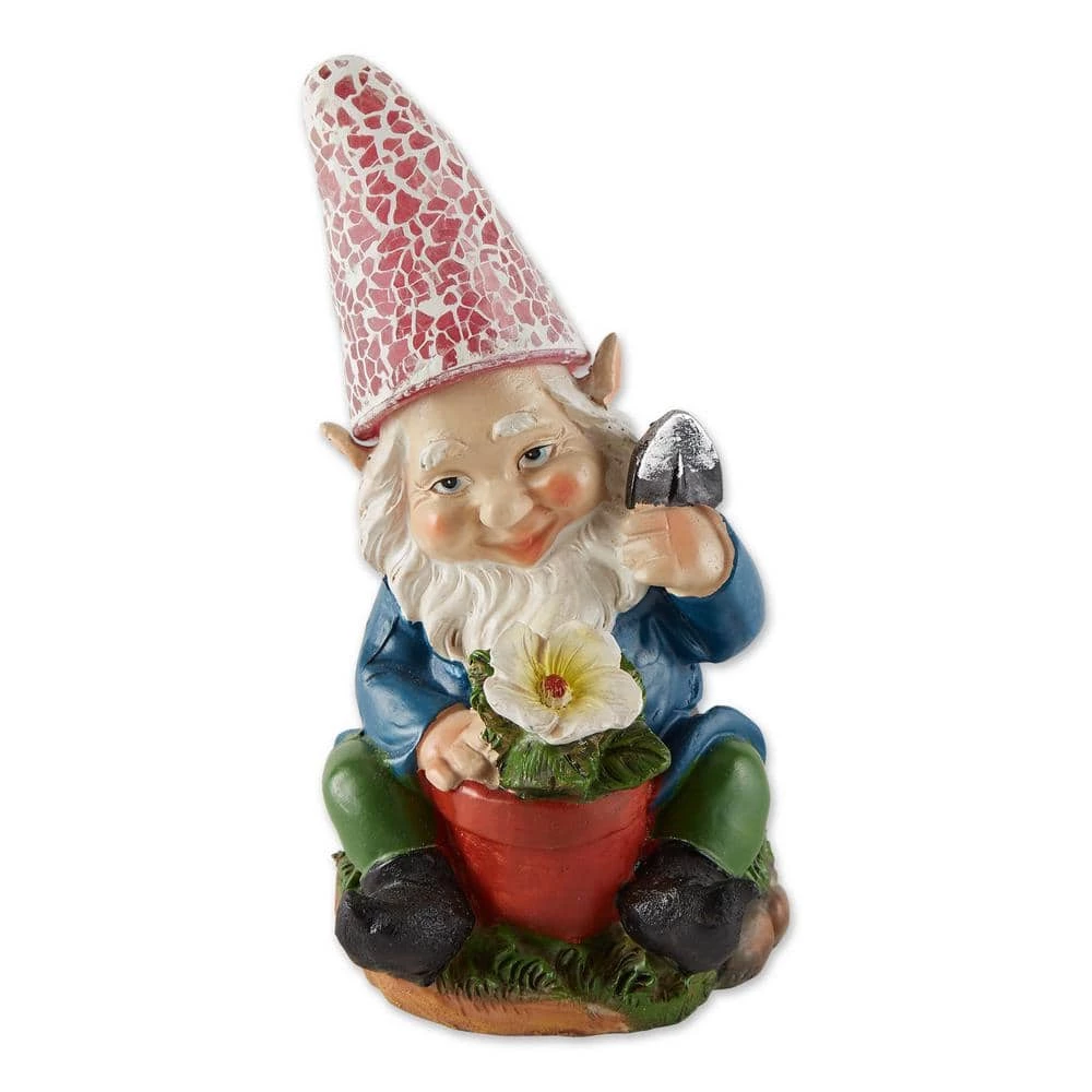Zingz & Thingz Polyresin Gardening Gnome Solar Statue
