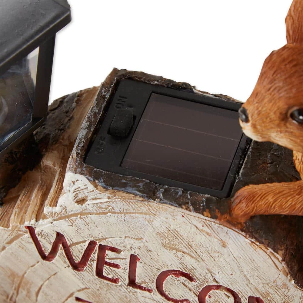 Zingz & Thingz 7.5 in. x 4.75 in. x 9.5 in. Solar Welcome To Our Garden Squirrels - Image 3