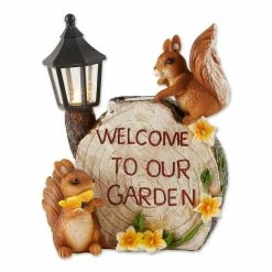 Zingz & Thingz 7.5 in. x 4.75 in. x 9.5 in. Solar Welcome To Our Garden Squirrels