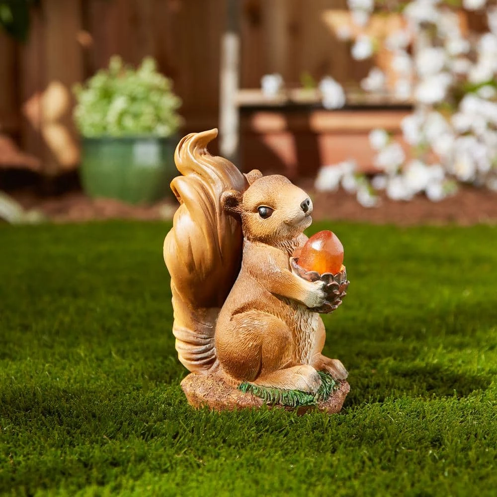 Zingz & Thingz 3.75 in. x 4.5 in. x 7.25 in. Squirrel Solar Statue - Image 3