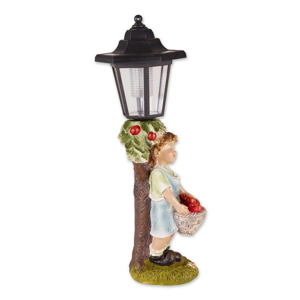 Zingz & Thingz 4.5 in. x 4.5 in. x 14.75 in. Apple Basket Solar Street Light Statue - Image 3