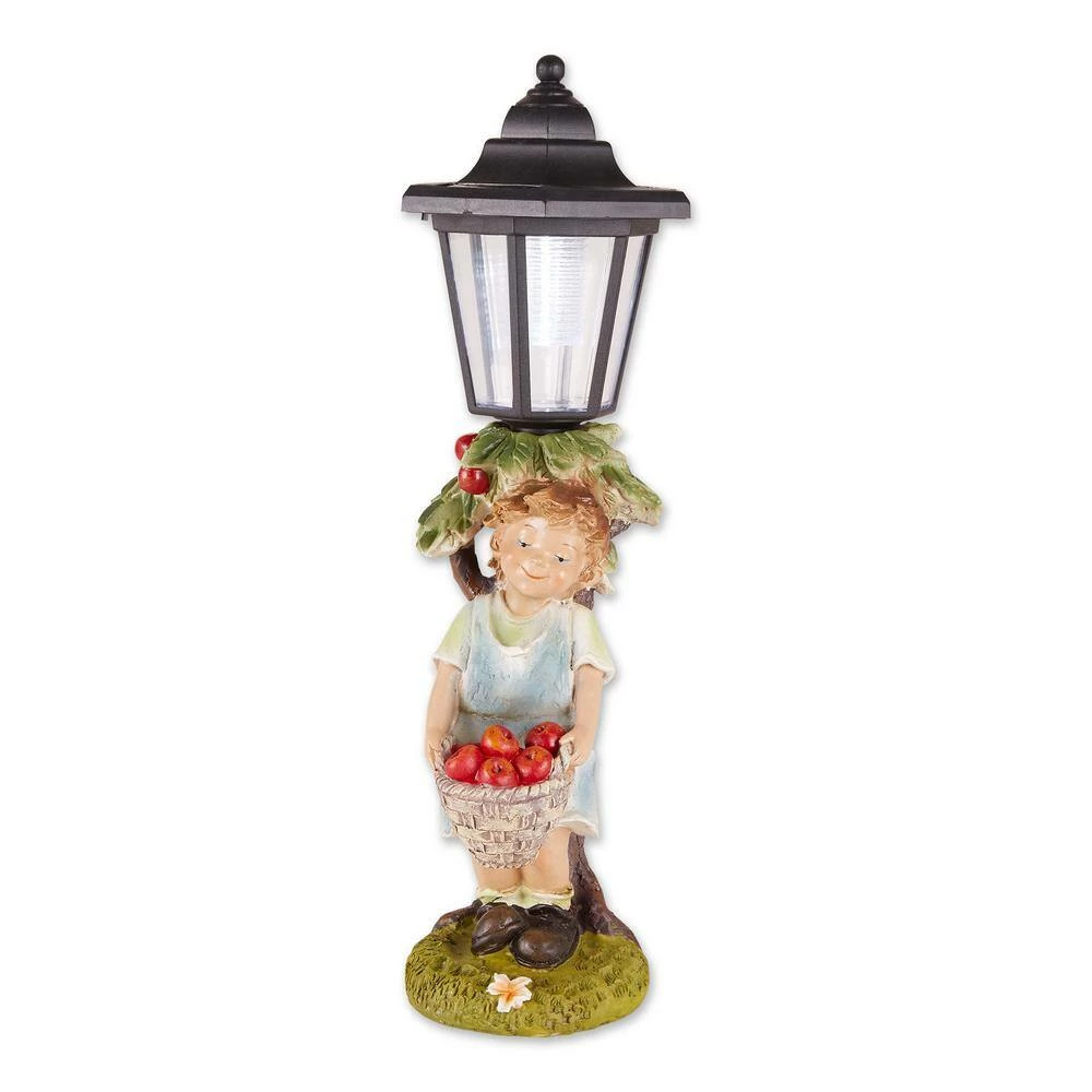 Zingz & Thingz 4.5 in. x 4.5 in. x 14.75 in. Apple Basket Solar Street Light Statue - Image 2