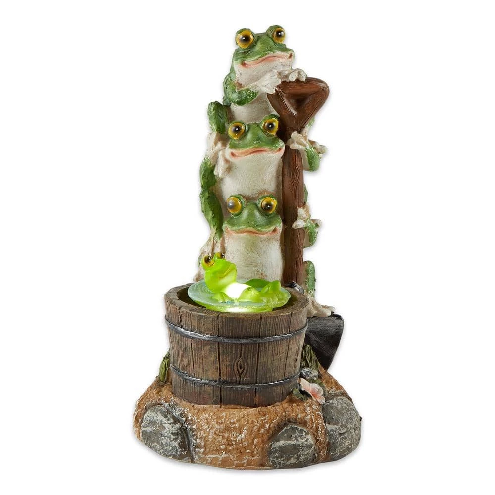 Zingz & Thingz 5.25 in. in. x 5.5 in. in. x 9.5 in. Solar Rotating Frog Garden Decor