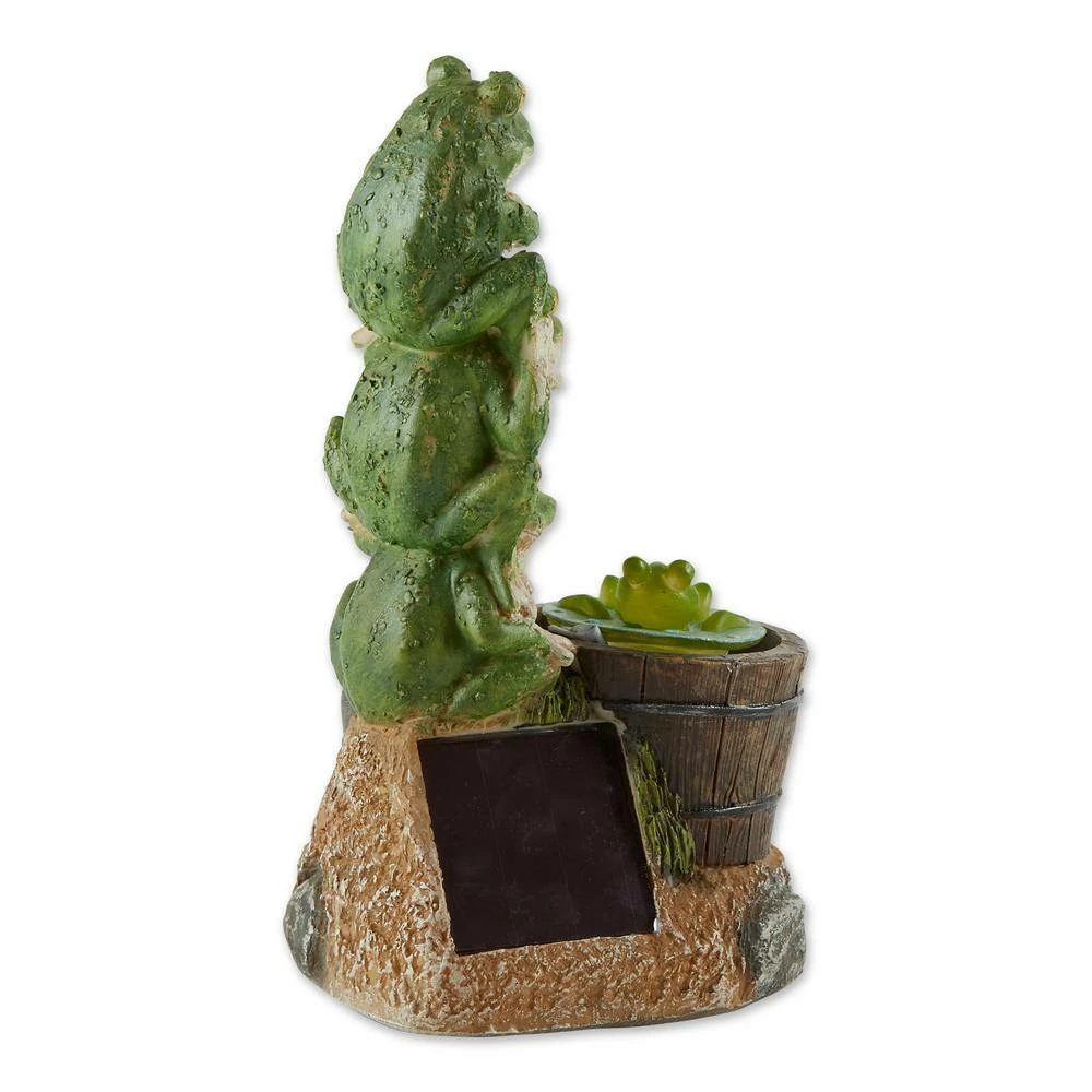 Zingz & Thingz 5.25 in. in. x 5.5 in. in. x 9.5 in. Solar Rotating Frog Garden Decor - Image 2