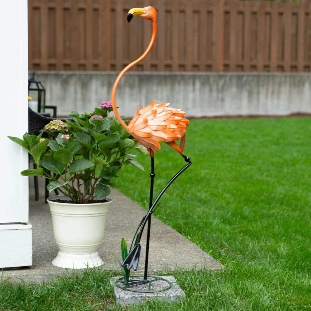 Zingz & Thingz 16 in. x 16 in. x 47.5 in. Standing Flamingo Garden Decor - Image 4
