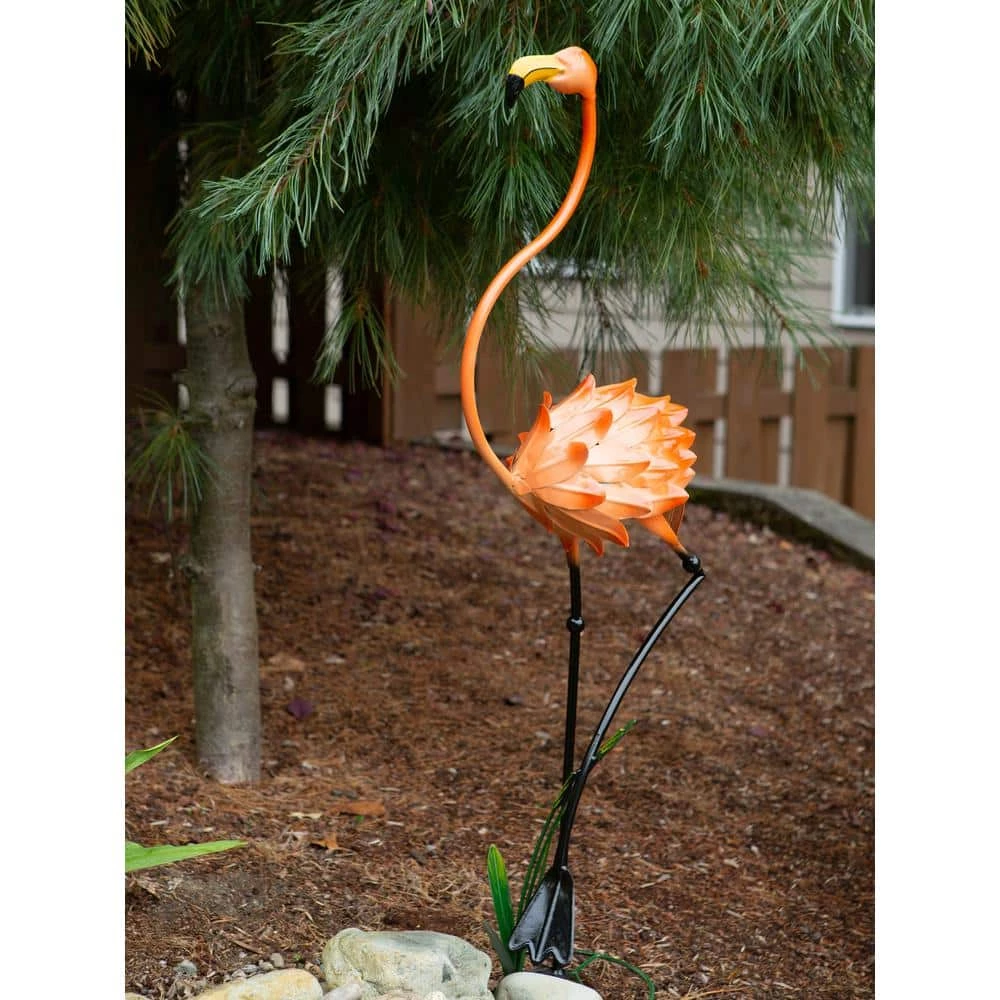 Zingz & Thingz 16 in. x 16 in. x 47.5 in. Standing Flamingo Garden Decor - Image 3