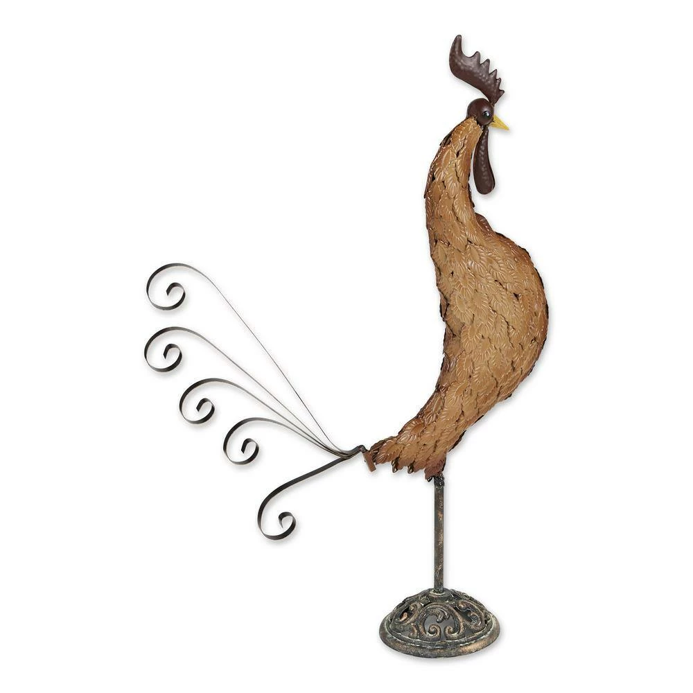 Zingz & Thingz 15 in. x 6 in. x 31 in. Metal Sculpture Rooster - Image 4