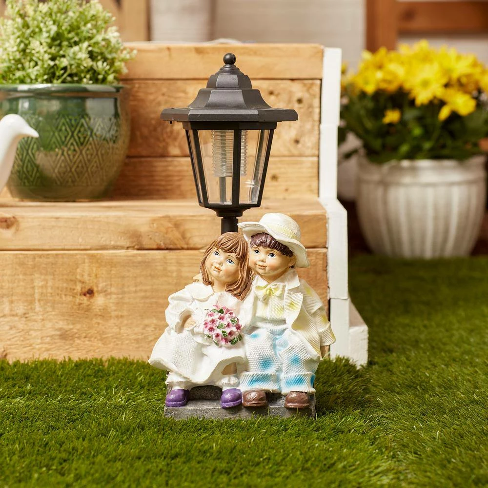 Zingz & Thingz 8 in. x 6 in. x 12.75 in. Couple with Solar Street Light Statue - Image 6