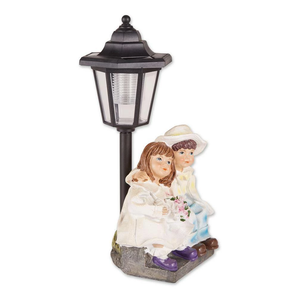 Zingz & Thingz 8 in. x 6 in. x 12.75 in. Couple with Solar Street Light Statue - Image 3