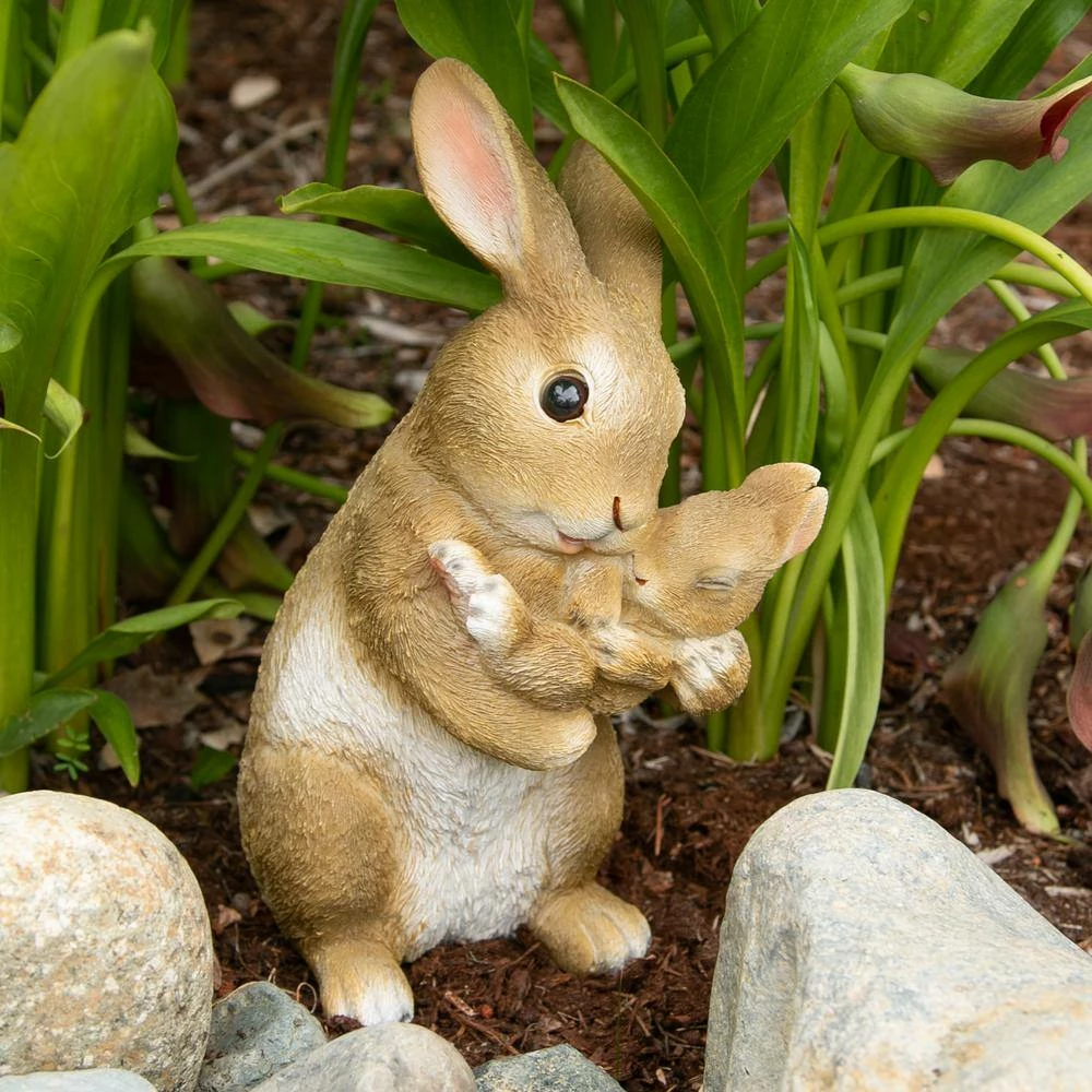 Zingz & Thingz 7 in. x 6 in. x 10 in. Mom and Baby Rabbit Figurine - Image 4