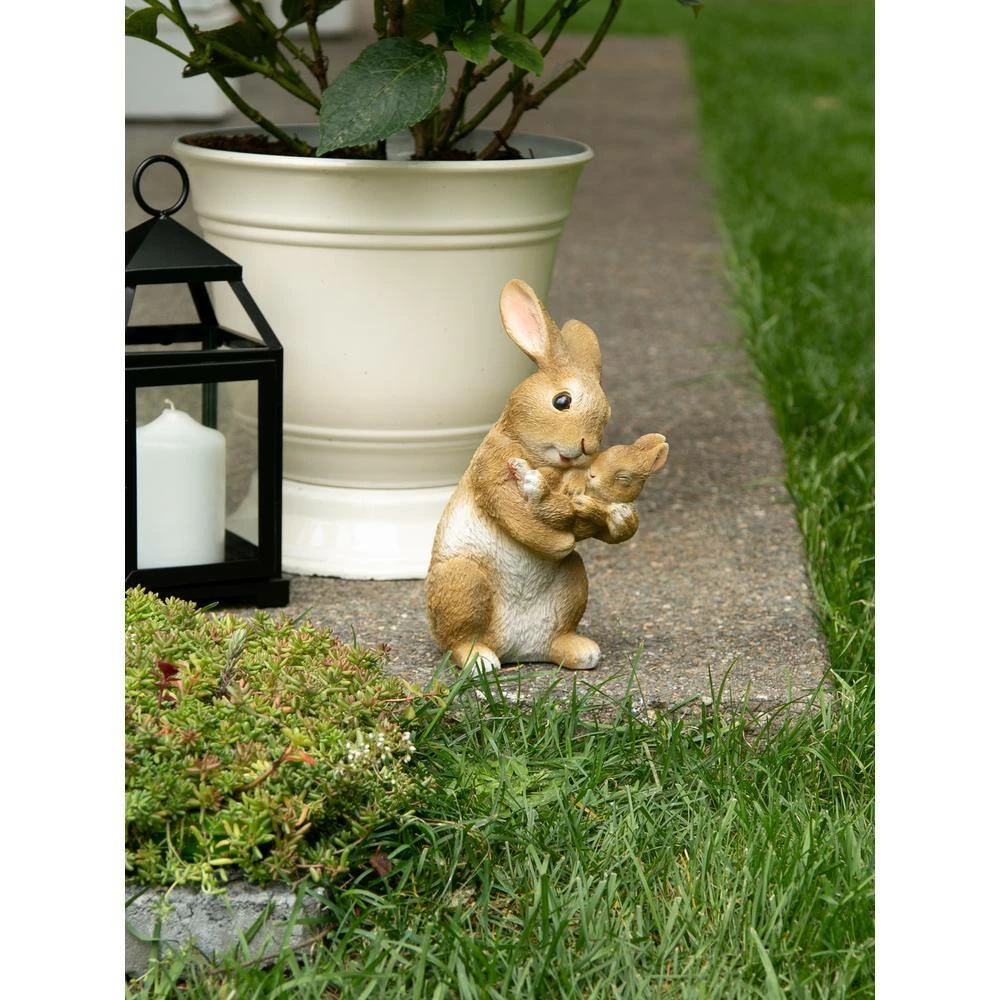 Zingz & Thingz 7 in. x 6 in. x 10 in. Mom and Baby Rabbit Figurine - Image 3