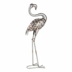 Zingz & Thingz Standing Tall Galvanized Flamingo Statue