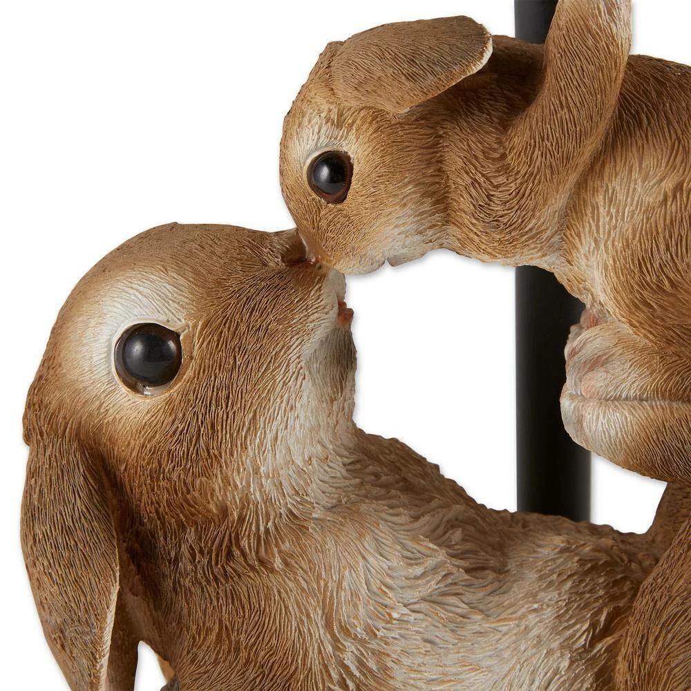 Zingz & Thingz 7 in. x 5 in. x 14 in. Adorable Mom and Baby Rabbit Solar Figurine - Image 3