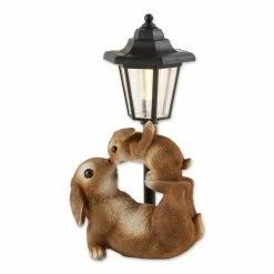 Zingz & Thingz 7 in. x 5 in. x 14 in. Adorable Mom and Baby Rabbit Solar Figurine