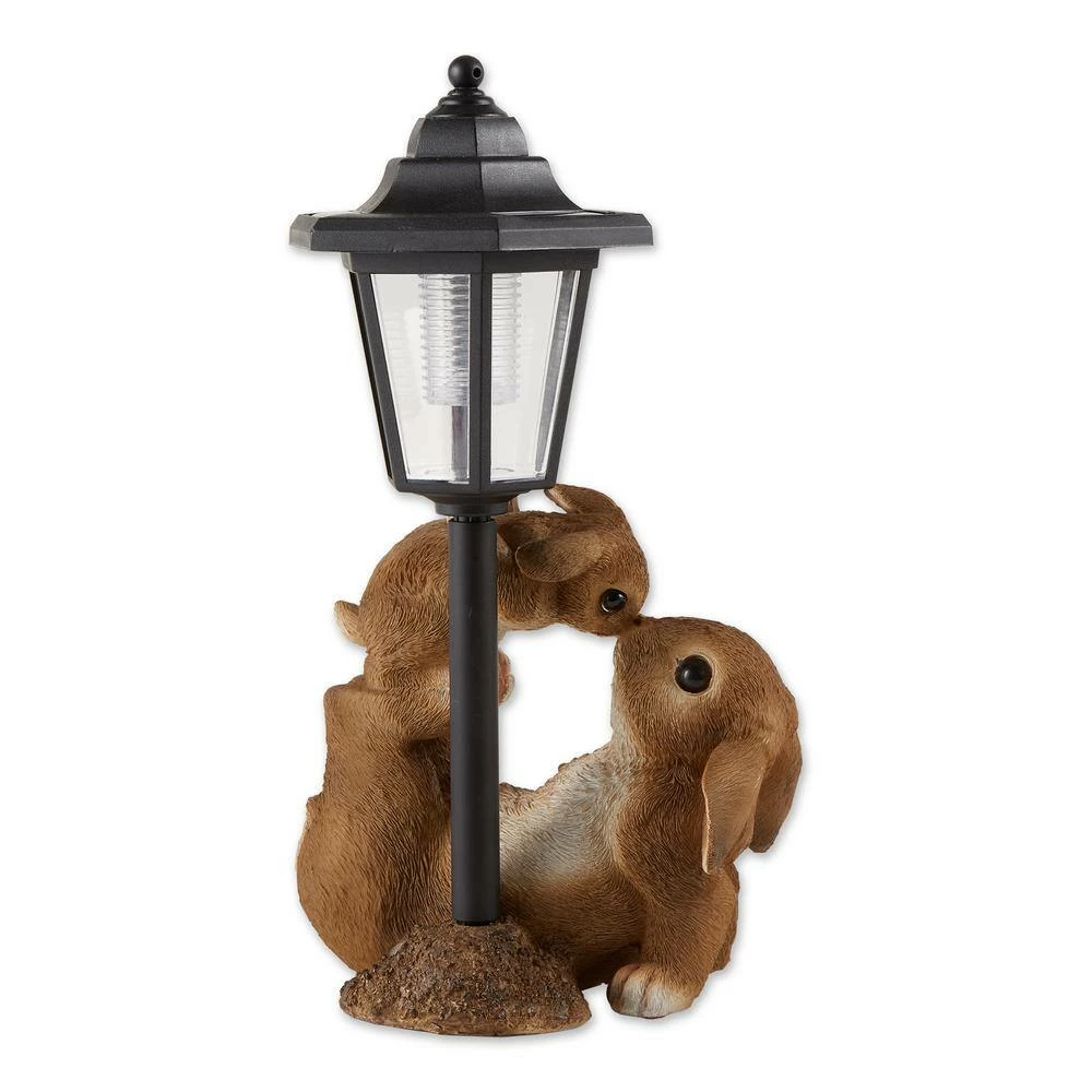 Zingz & Thingz 7 in. x 5 in. x 14 in. Adorable Mom and Baby Rabbit Solar Figurine - Image 2