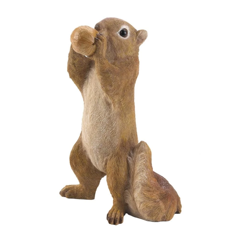 Zingz & Thingz 5.5 in. x 4.5 in. x 9 in. Eating Walnut Squirrel Figurine